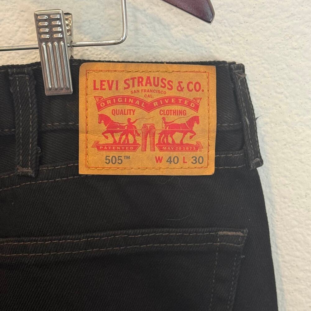 Levis 505 Jeans Mens 40x30 Black Dark Wash Regular Fit Straight Leg Denim NWT - Picture 16 of 16